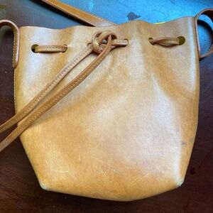 Mansour Gavriel Mini Brown Leather Bucket Bag